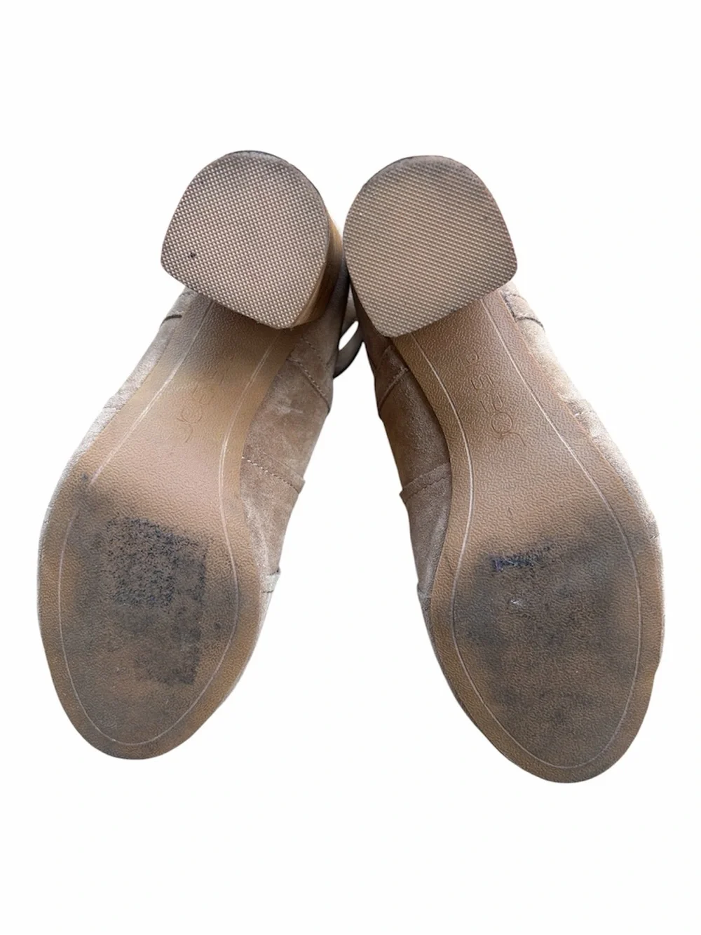 Joe's Jeans Taupe Suede Open-Toe Block Heel Booties